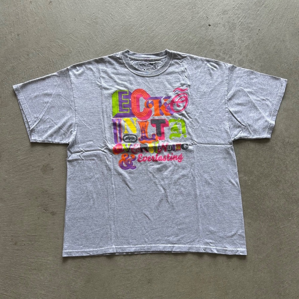Vintage Y2K  Ecko Unltd Shirt Size XXL Gray Graffiti Logo Skater